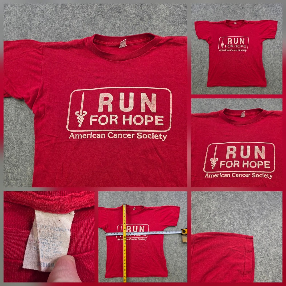 Vintage 70s? 80s? Run For Hope American Cancer Society T Shirt Mens Medium Race